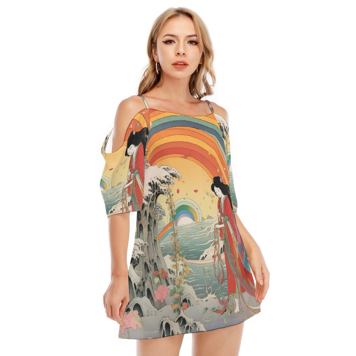 All-Over Print Women's Off-shoulder Cami Dress