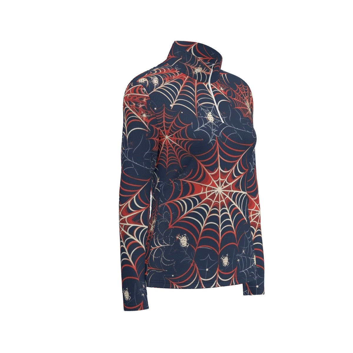 All-Over Print Women's Sports Collar Jersey With Long Sleeve