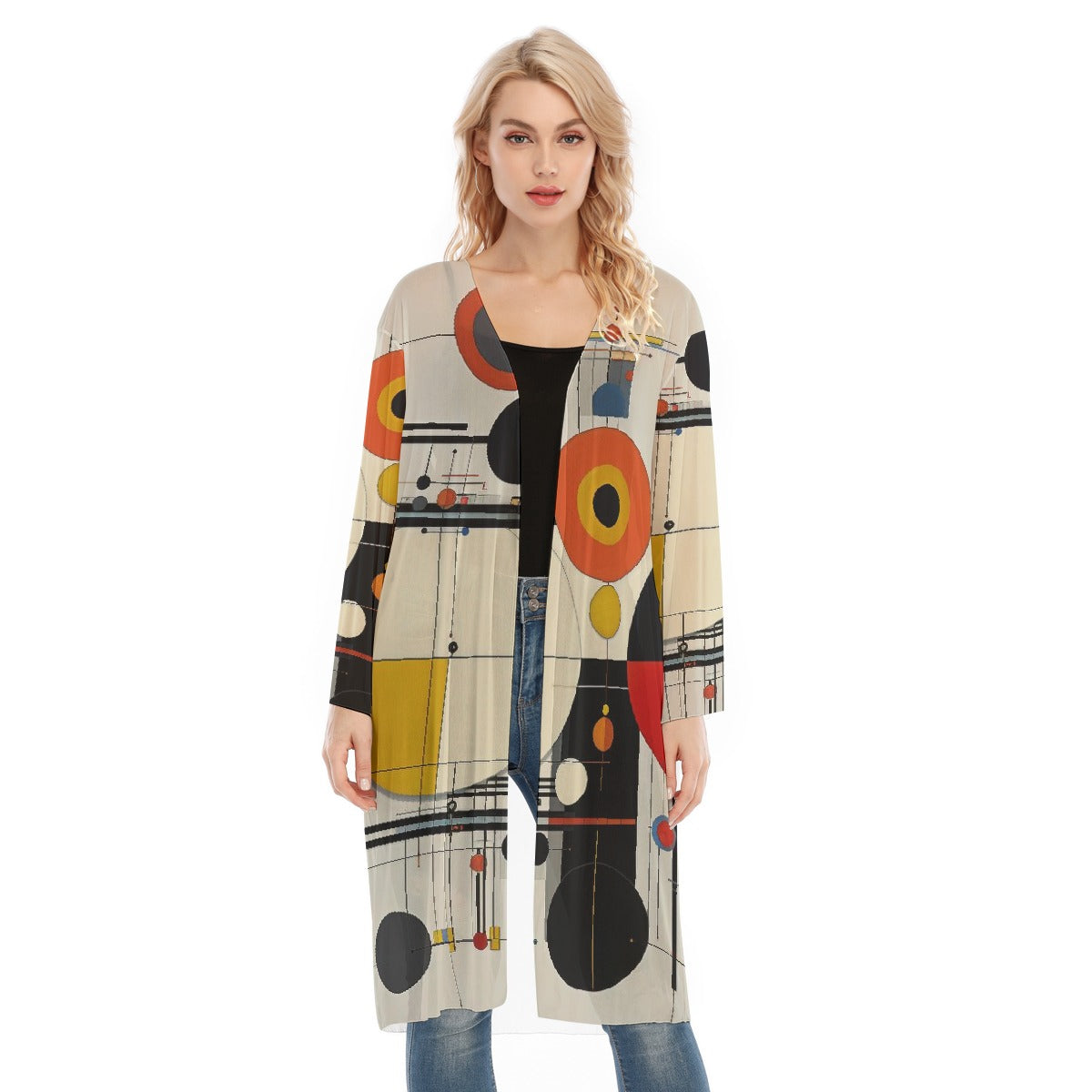 All- Over Print Women's Long Sleeve Mesh Cardigan