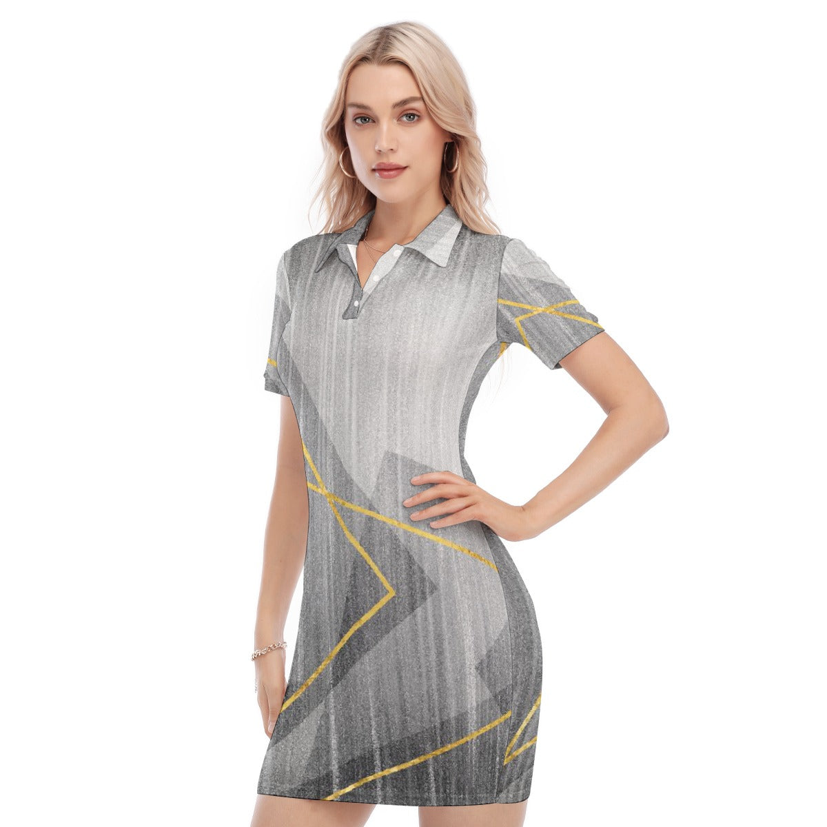 All-Over Print Women's Polo Collar Dress