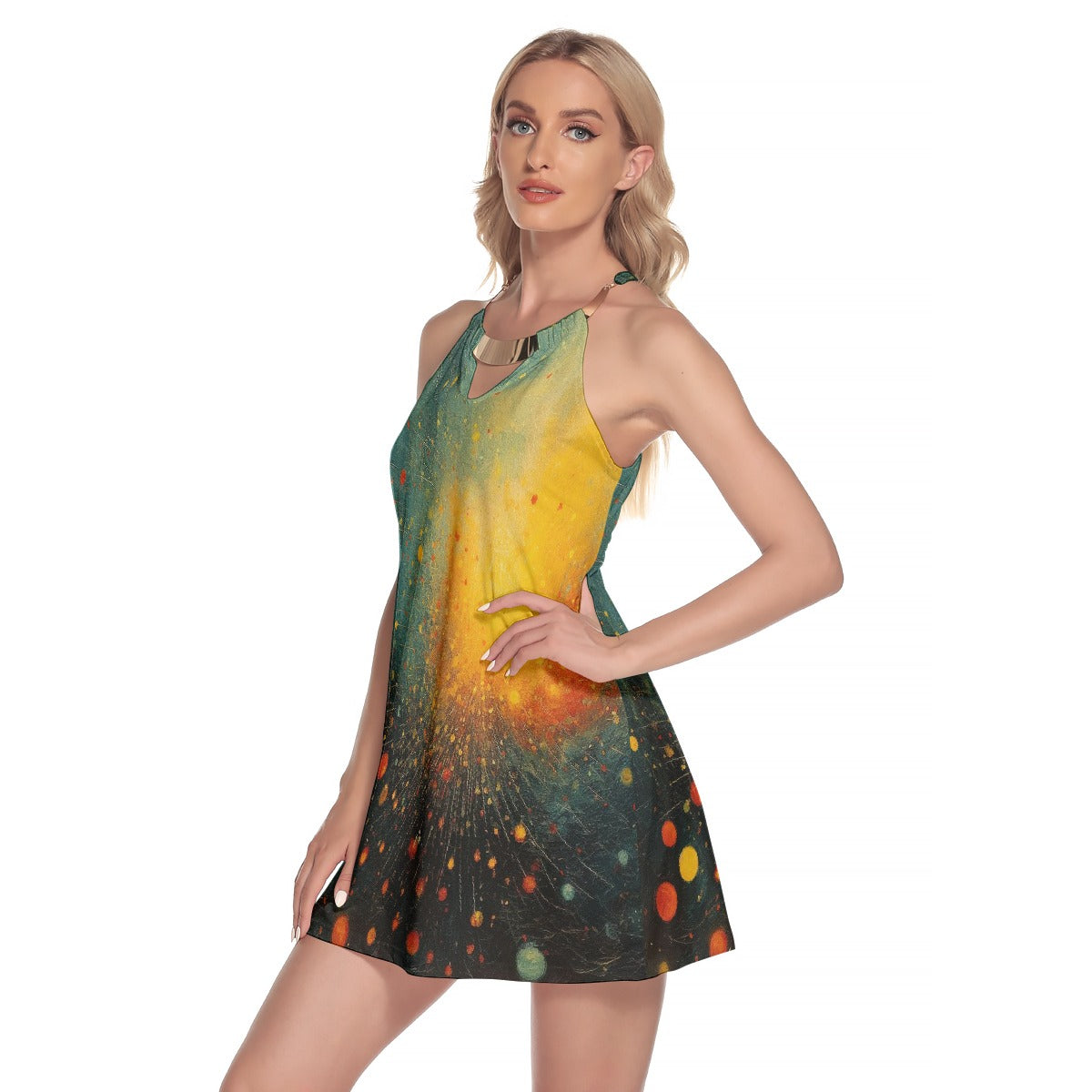 All-Over Print Women's Round Neck Above Knee Dress