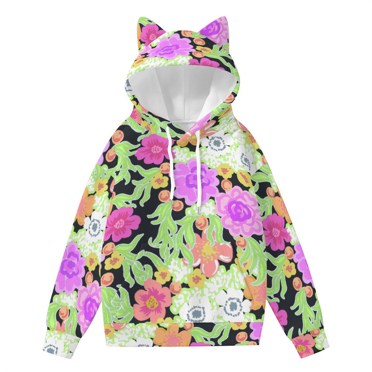 All-Over Print Women’s Hoodie With Decorative Ears