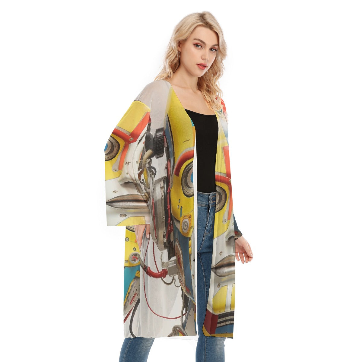 All- Over Print Women's Long Sleeve Mesh Cardigan