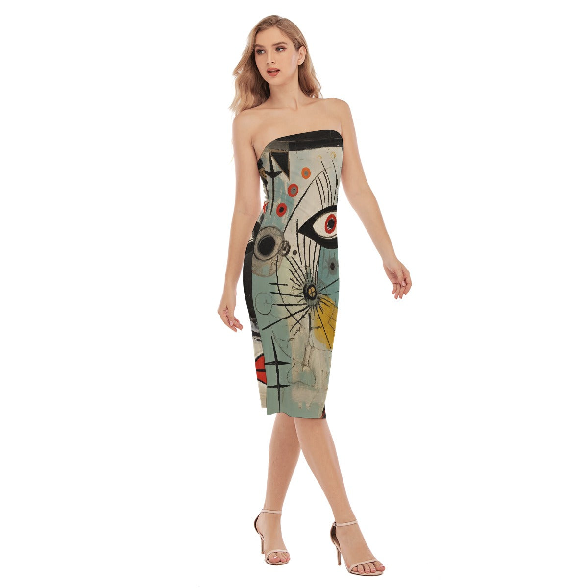 All-Over Print Women's Side Split Tube Top Dress