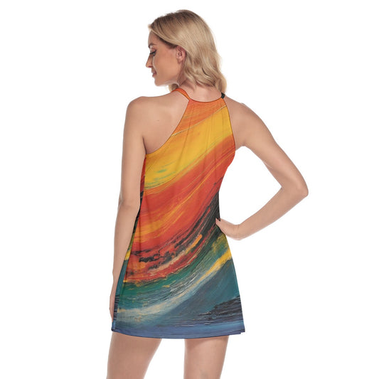 All-Over Print Women's Round Neck Above Knee Dress