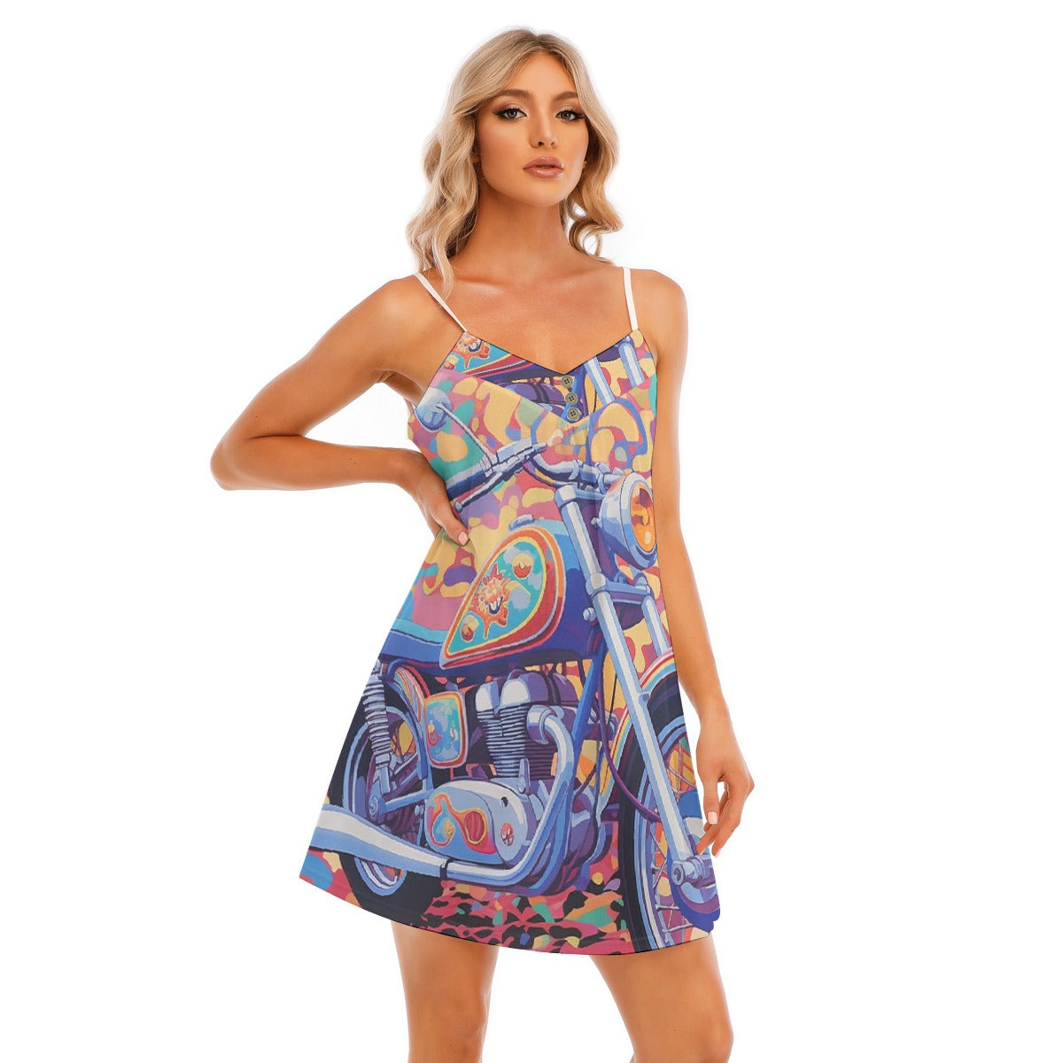 All-Over Print Women's V-neck Cami Dress