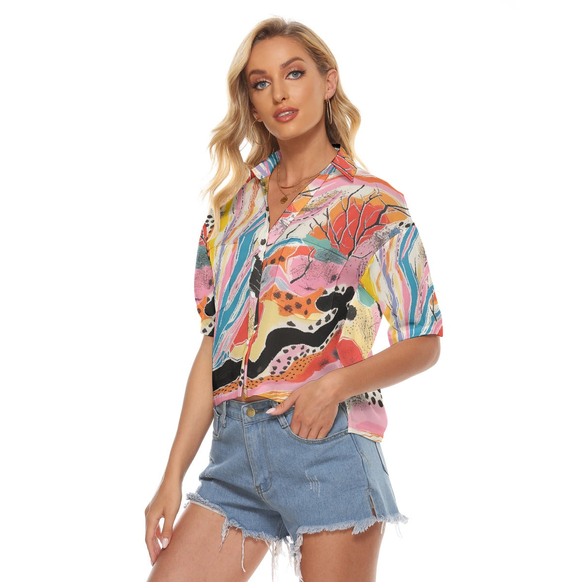 All-Over Print Women's V-neck Shirts