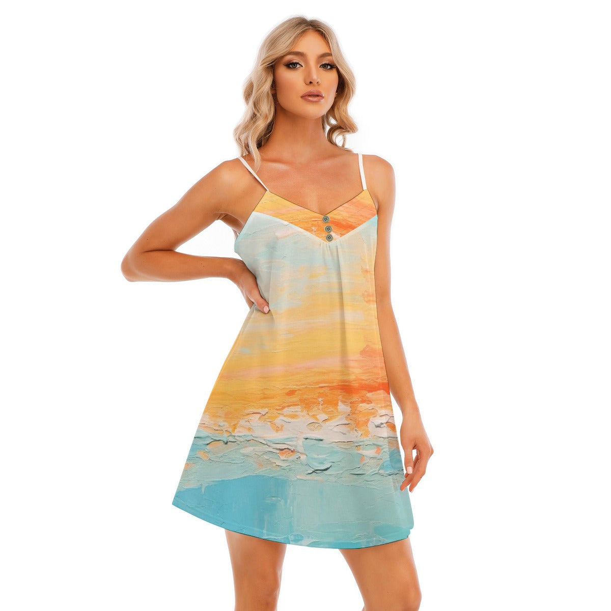 All-Over Print Women's V-neck Cami Dress