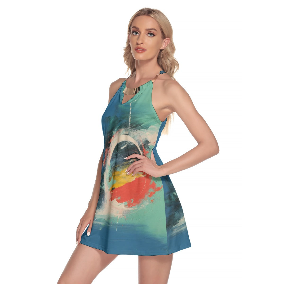 All-Over Print Women's Round Neck Above Knee Dress