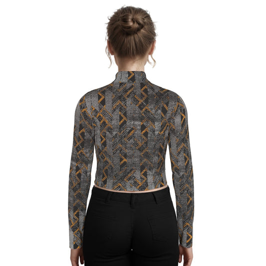 Eco-Friendly All-Over Print Women's Turtleneck T-shirt With Long Sleeve