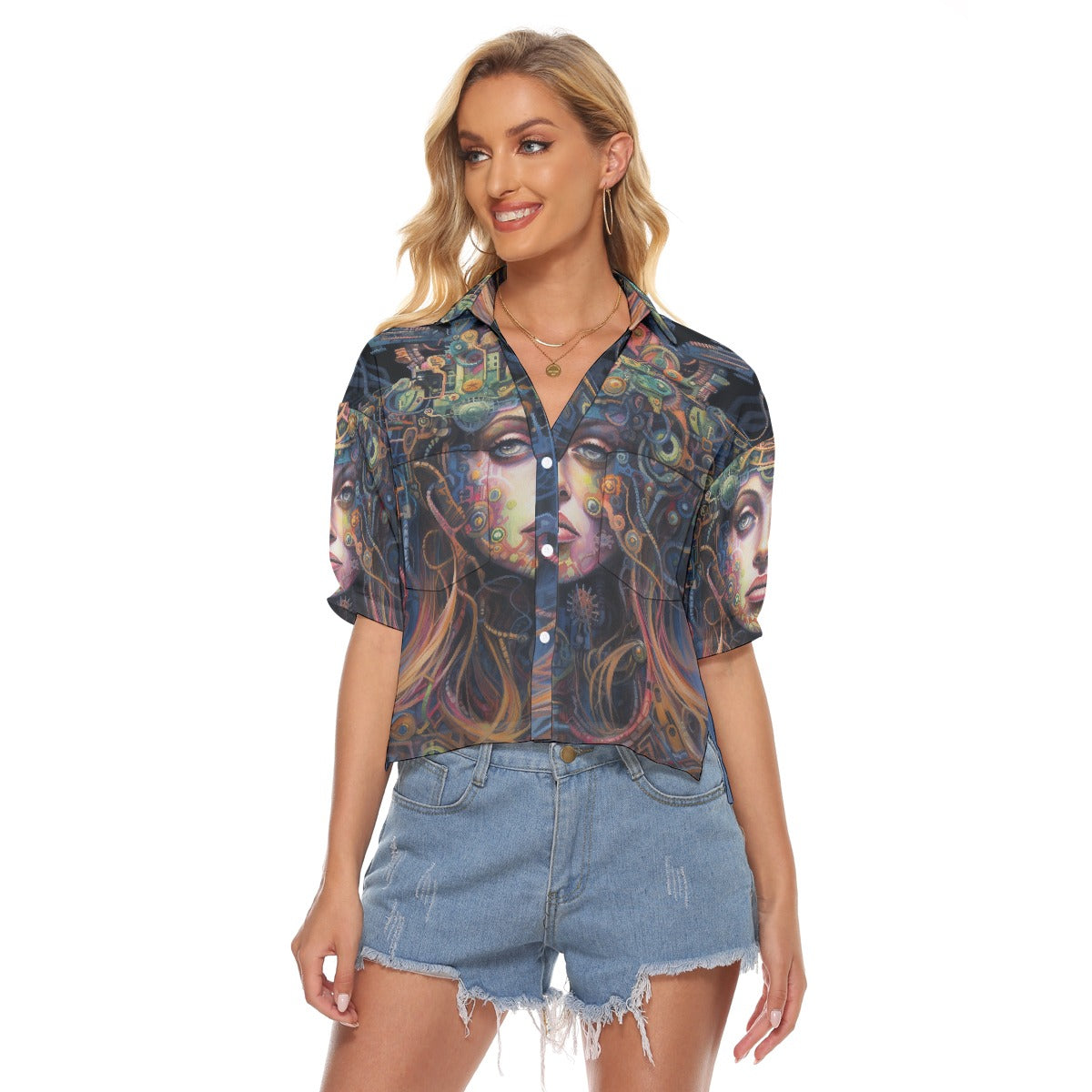 All-Over Print Women's V-neck Shirts