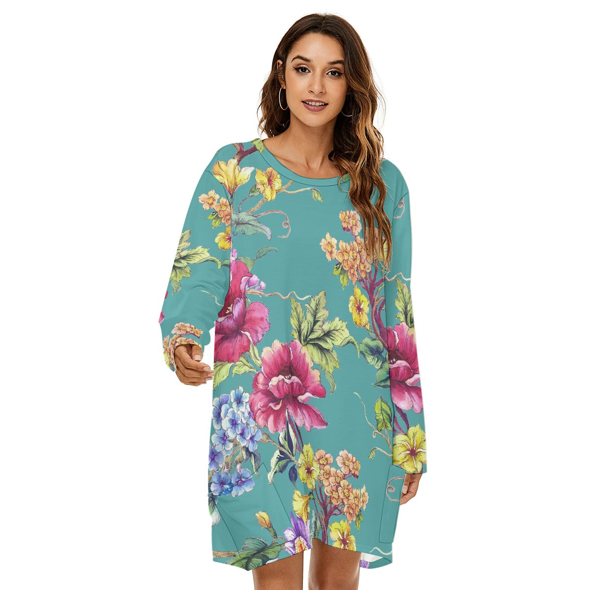 All-Over Print  Women's Loose Crew Neck Dress