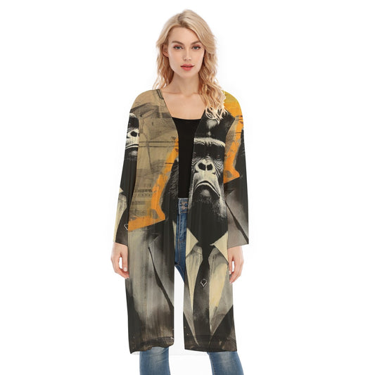 All- Over Print Women's Long Sleeve Mesh Cardigan