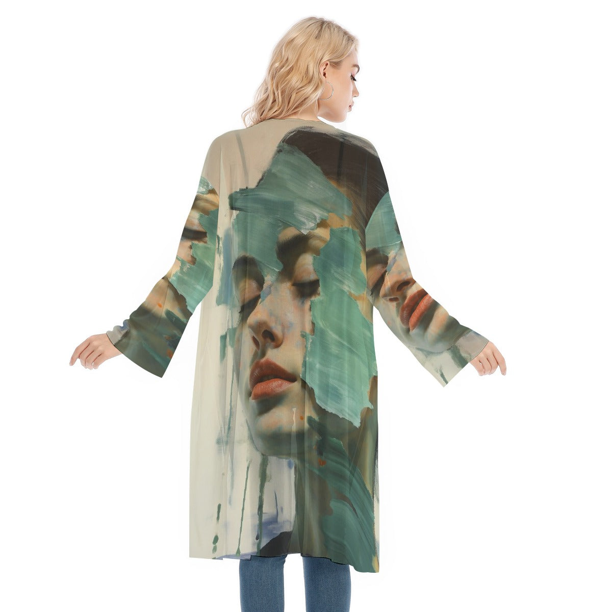 All- Over Print Women's Long Sleeve Mesh Cardigan