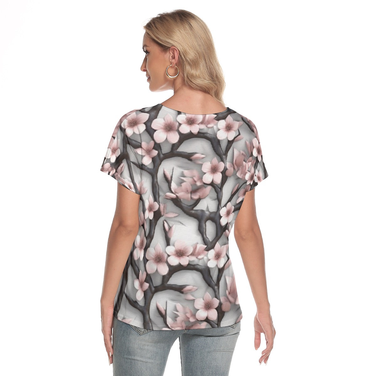 All-Over Print Women's Loose V-neck Short Sleeve T-shirt