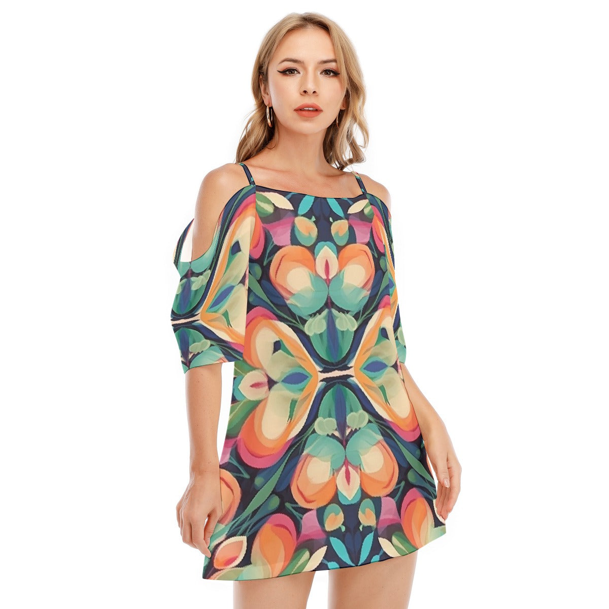 All-Over Print Women's Off-shoulder Cami Dress