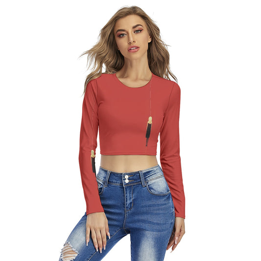 All-Over Print Women's Round Neck Crop Top T-Shirt