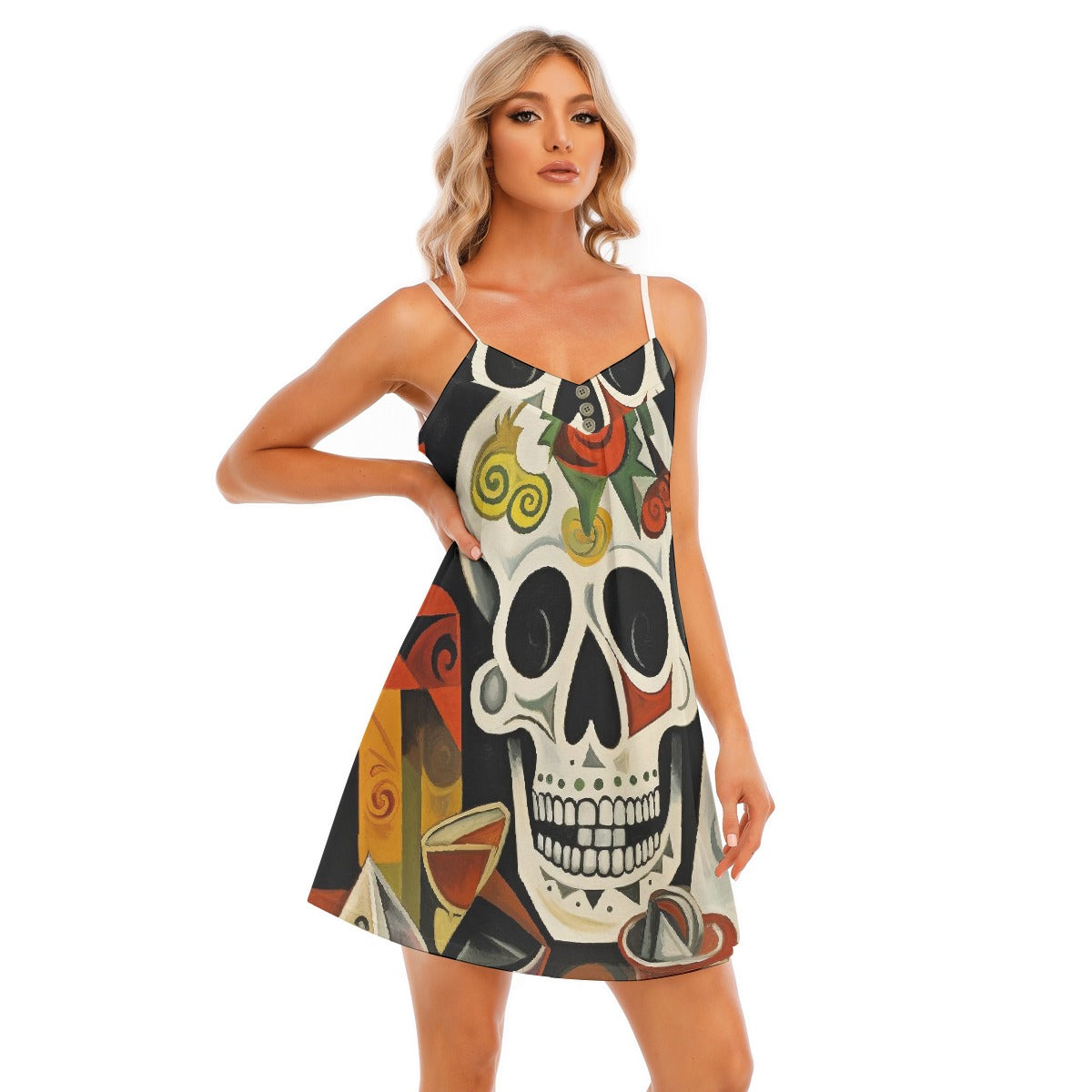 All-Over Print Women's V-neck Cami Dress