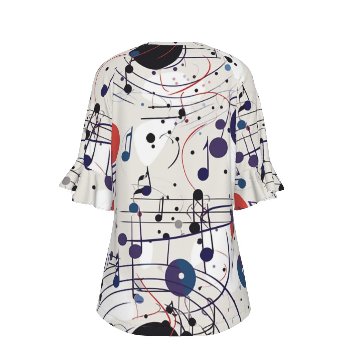 All-Over Print V-neck Women's T-shirt With Bell Sleeve