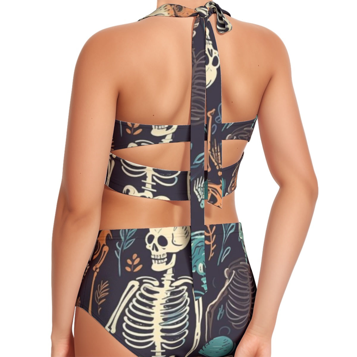 All-Over Print Women's Swimsuit Set With Halter