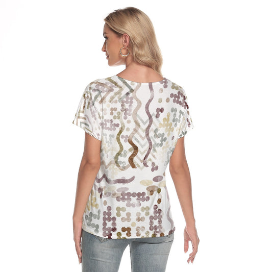 All-Over Print Women's Loose V-neck Short Sleeve T-shirt