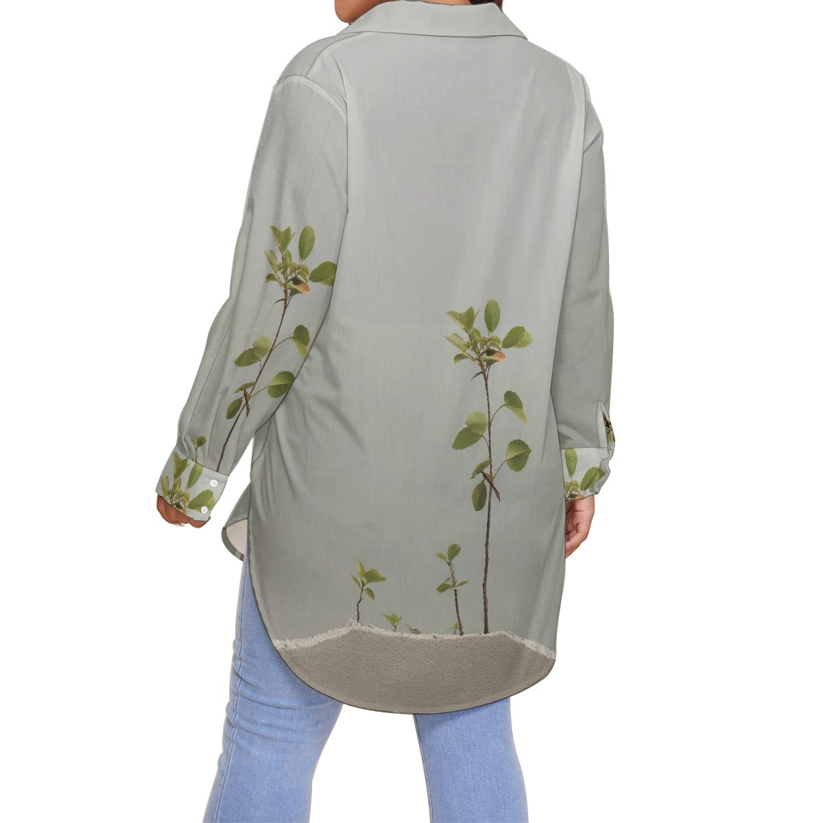 All-Over Print Women's Shirt With Long Sleeve(Plus Size)