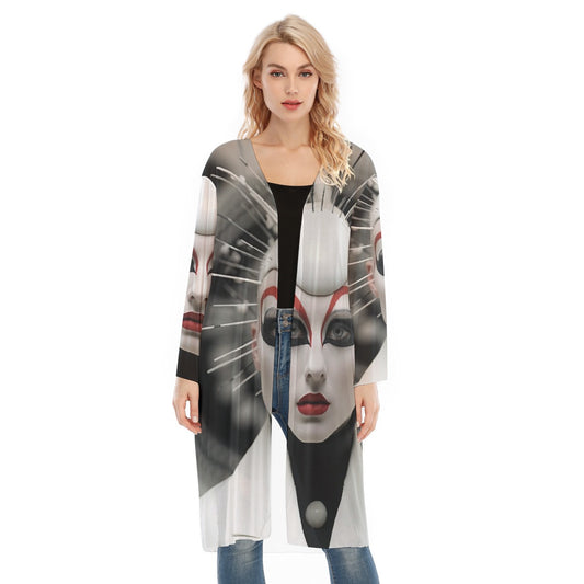 All- Over Print Women's Long Sleeve Mesh Cardigan