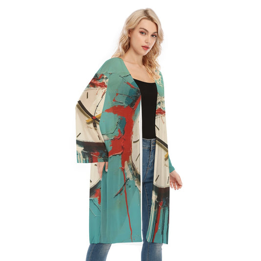 All- Over Print Women's Long Sleeve Mesh Cardigan