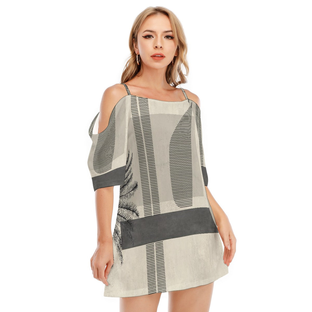 All-Over Print Women's Off-shoulder Cami Dress