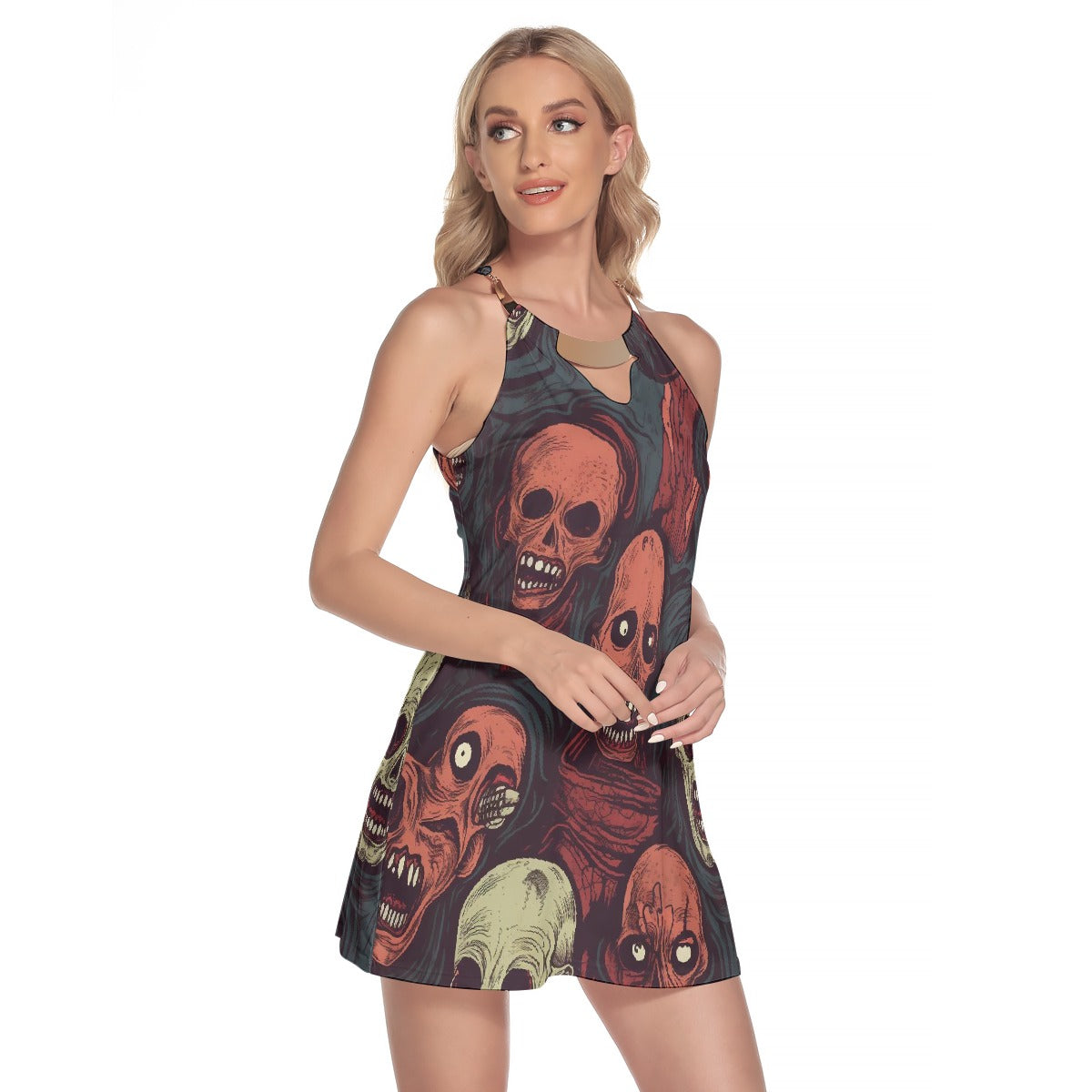 All-Over Print Women's Round Neck Above Knee Dress