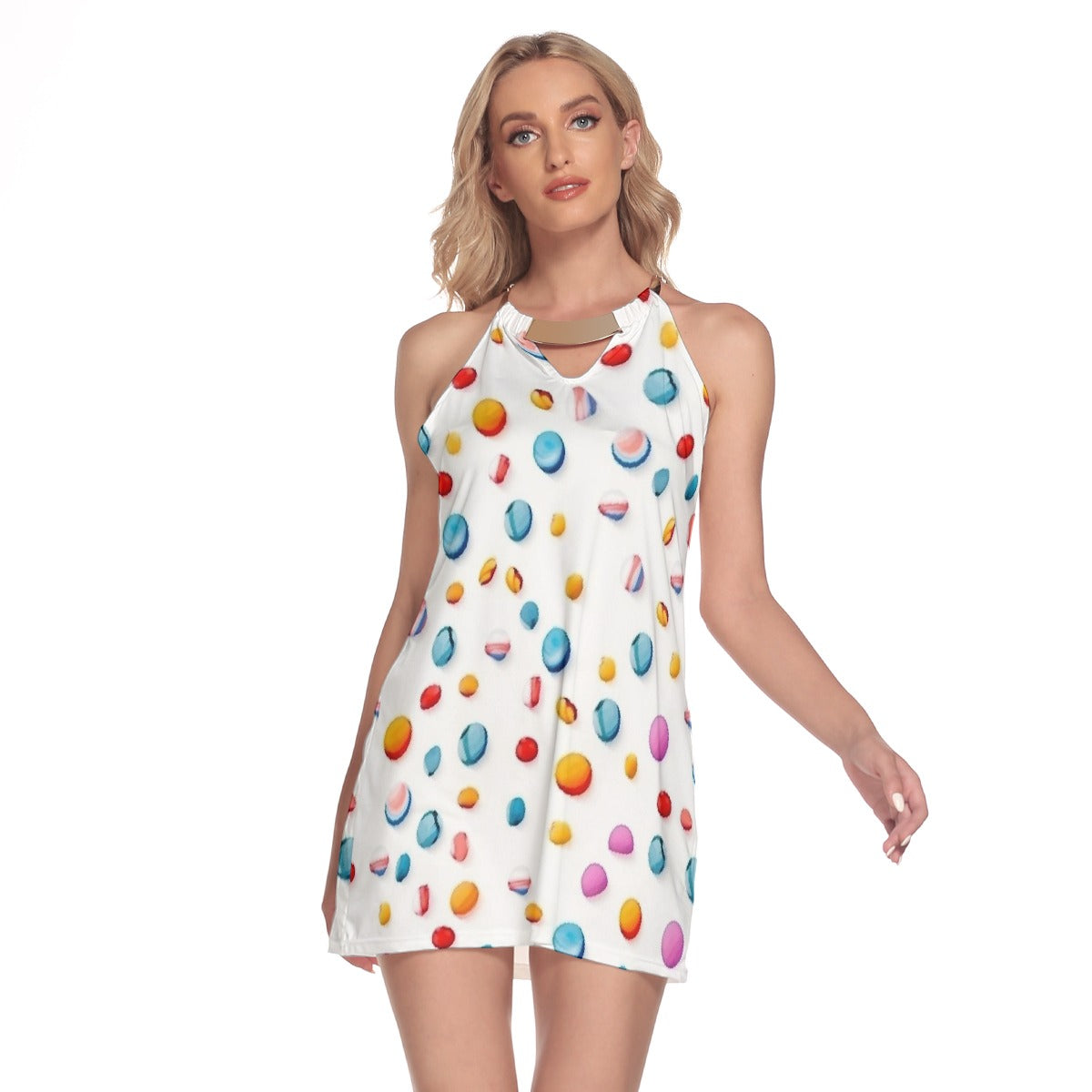 All-Over Print Women's Round Neck Above Knee Dress