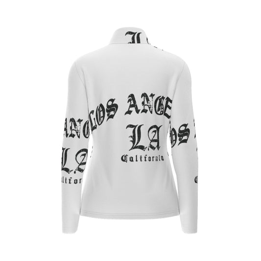 All-Over Print Women's Sports Collar Jersey With Long Sleeve