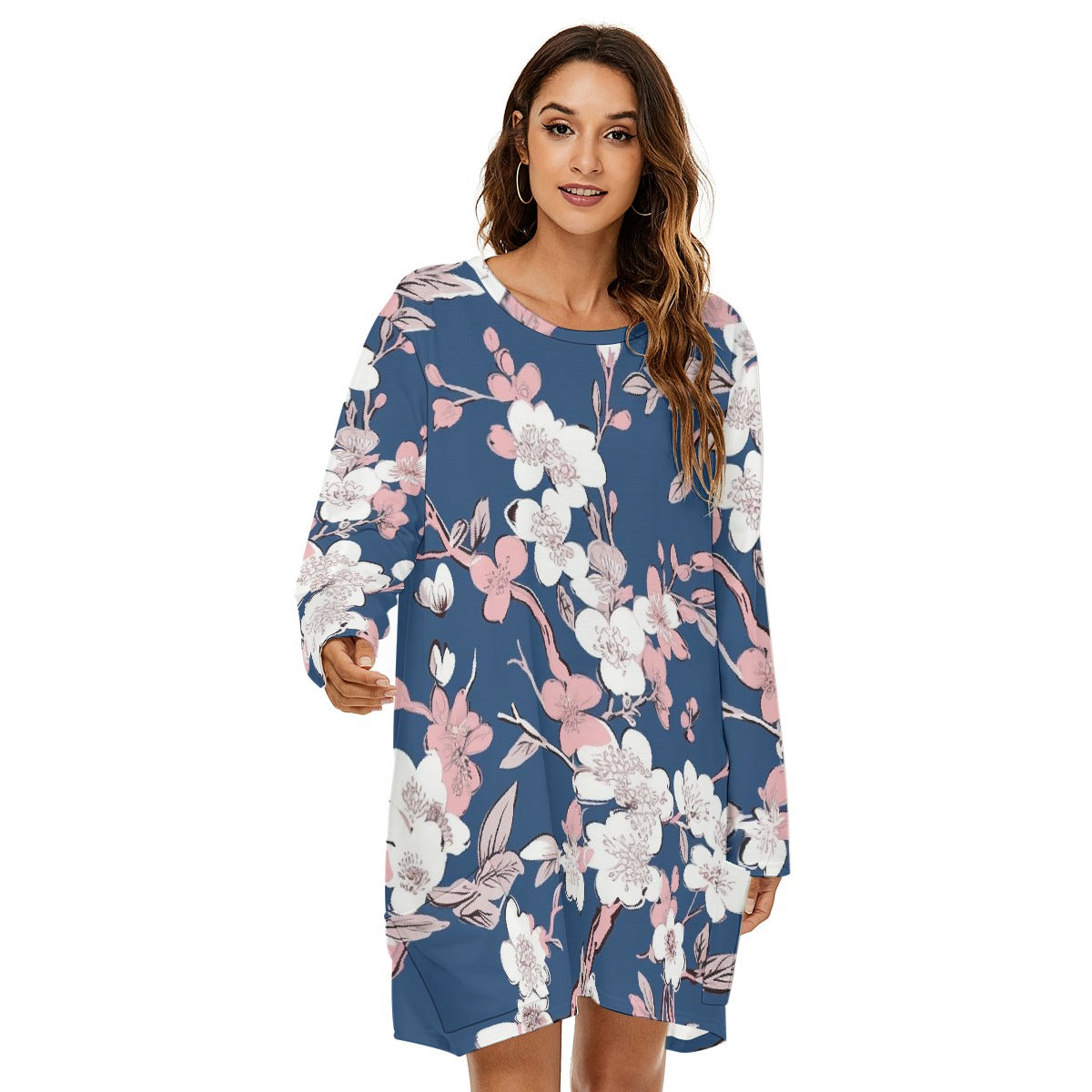 All-Over Print  Women's Loose Crew Neck Dress