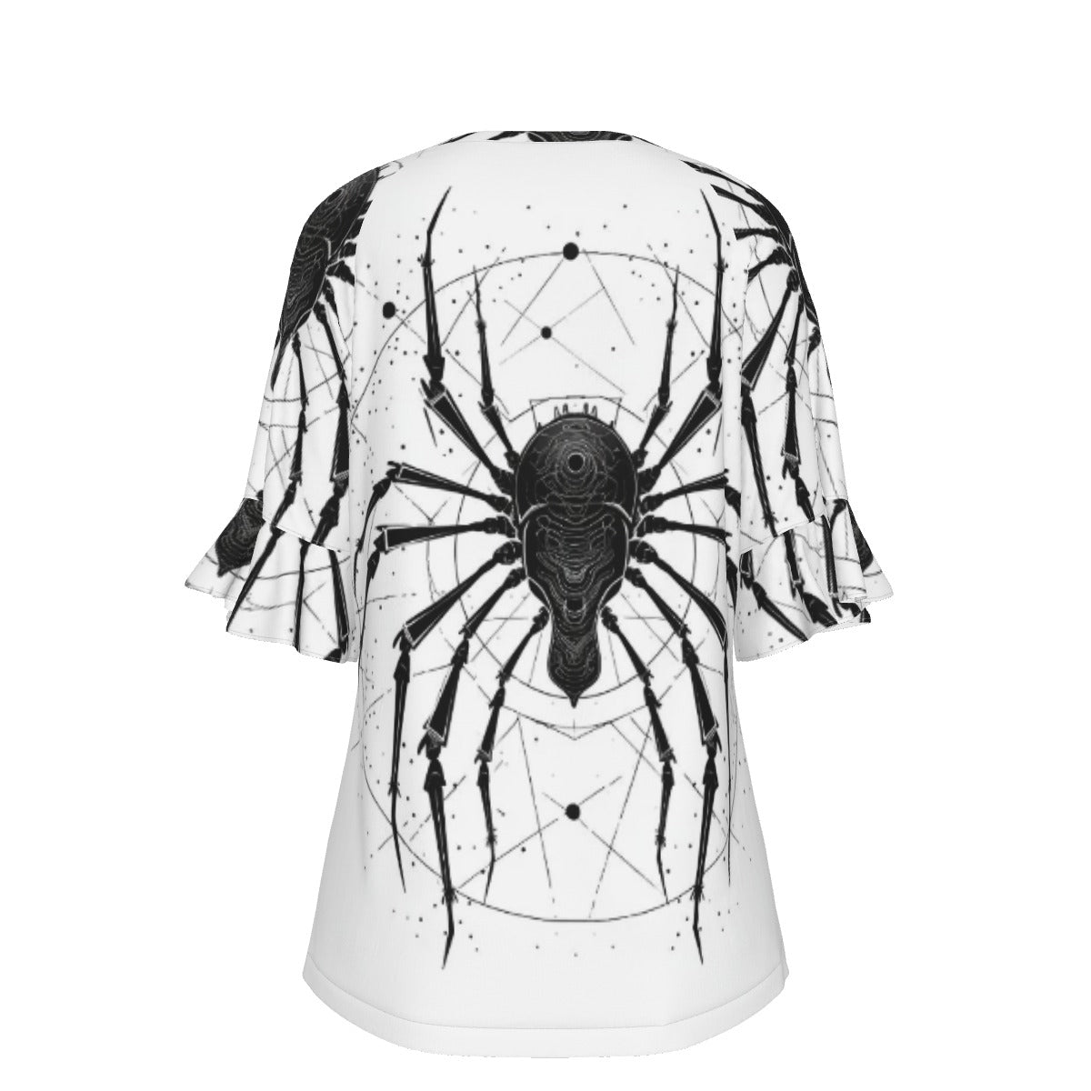 All-Over Print V-neck Women's T-shirt With Bell Sleeve