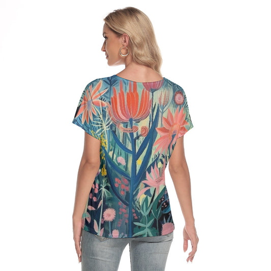 All-Over Print Women's Loose V-neck Short Sleeve T-shirt