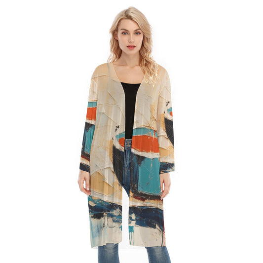 All- Over Print Women's Long Sleeve Mesh Cardigan