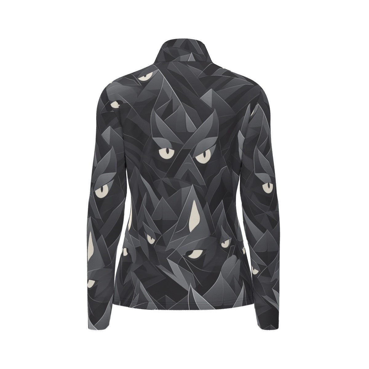 All-Over Print Women's Sports Collar Jersey With Long Sleeve