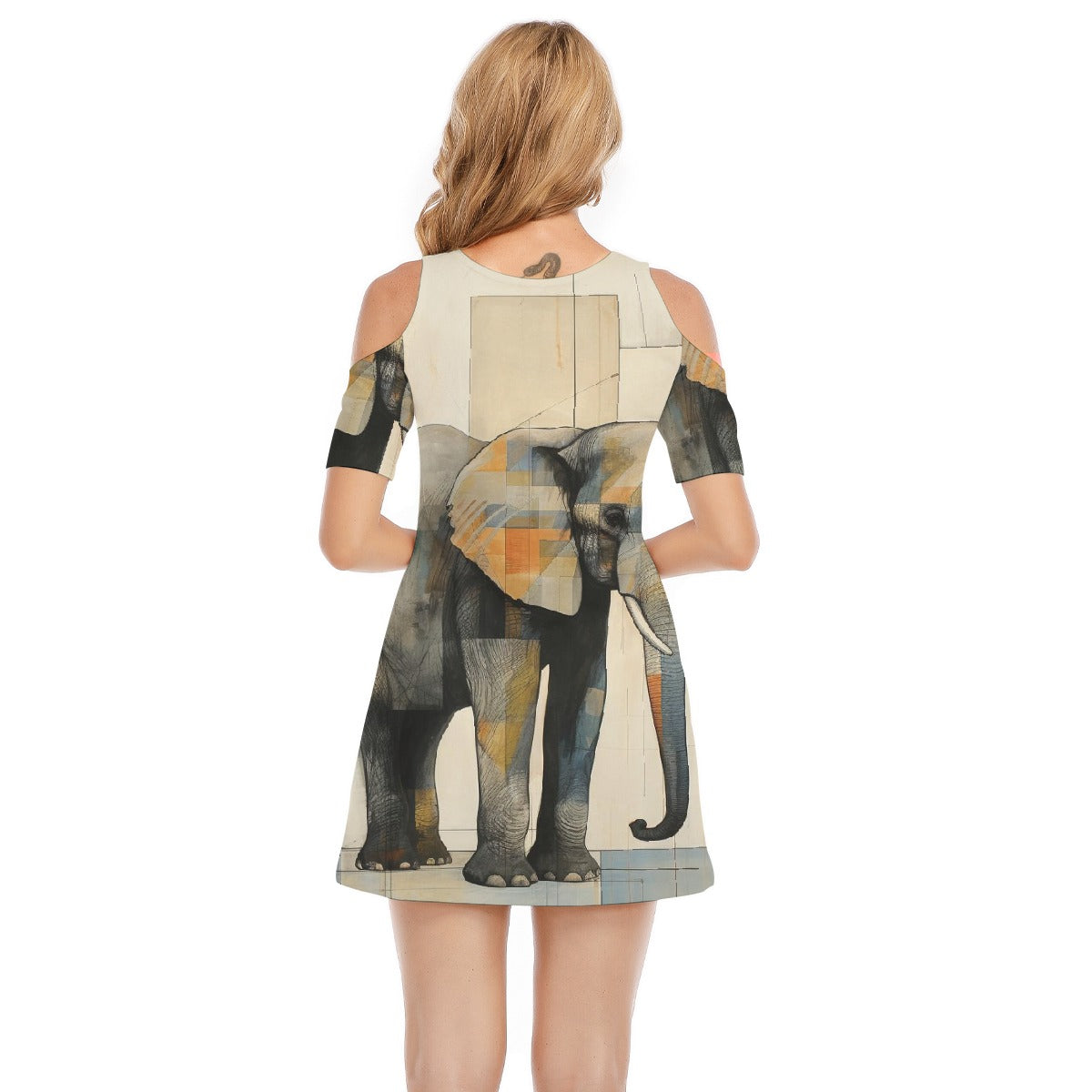 All-Over Print Women's Cold Shoulder Dress | 190GSM Cotton