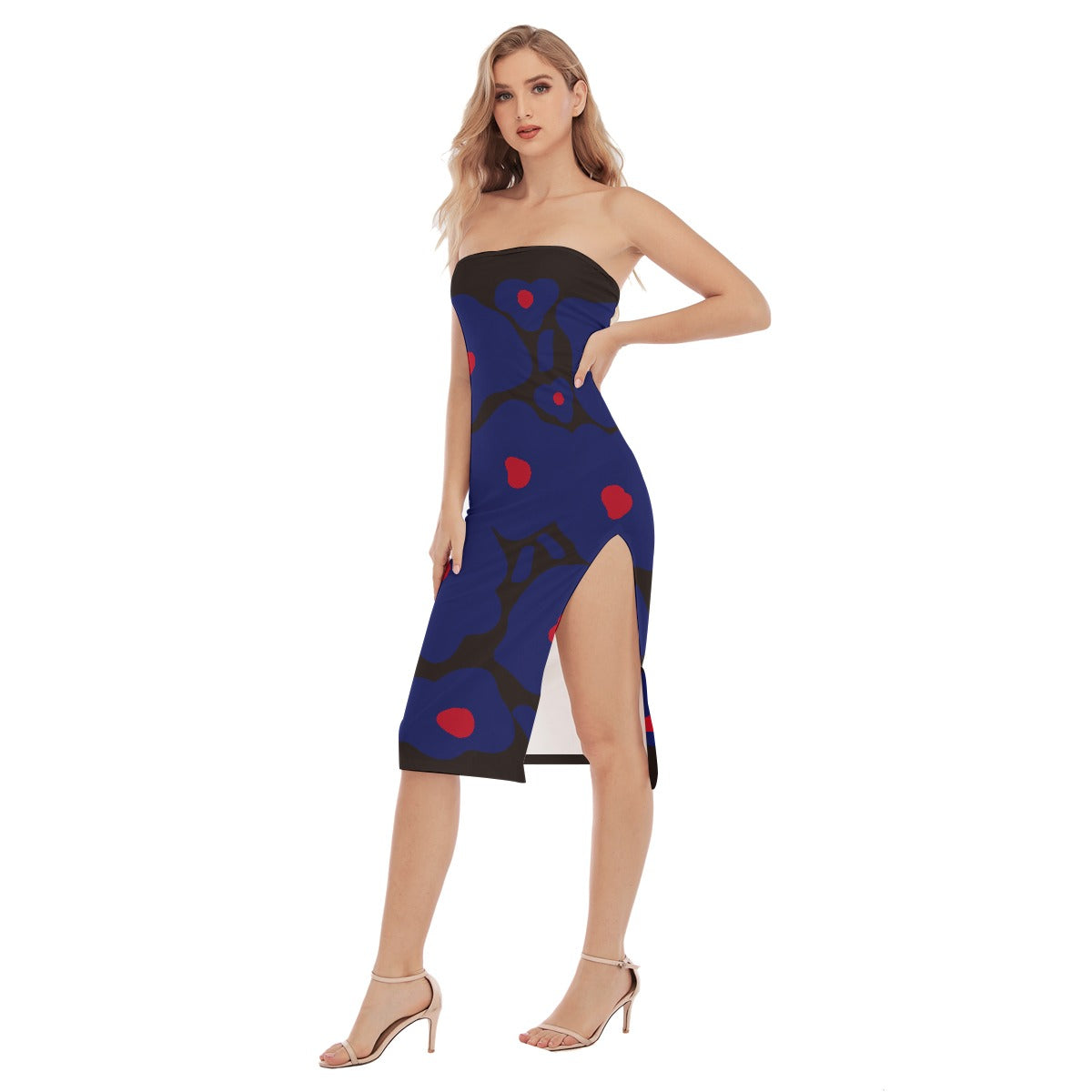 All-Over Print Women's Side Split Tube Top Dress