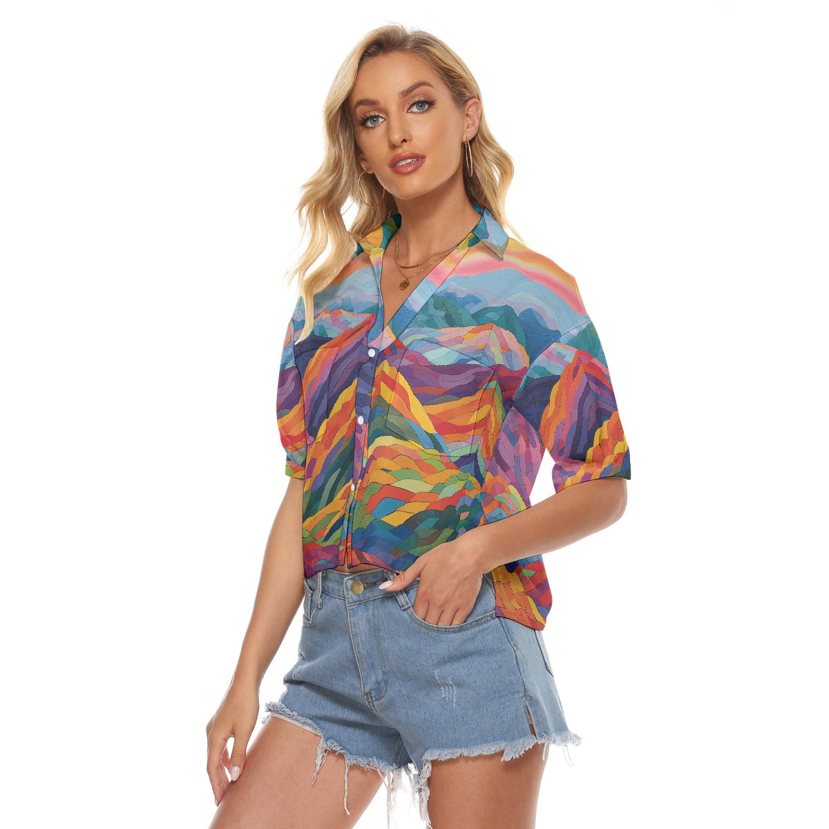 All-Over Print Women's V-neck Shirts