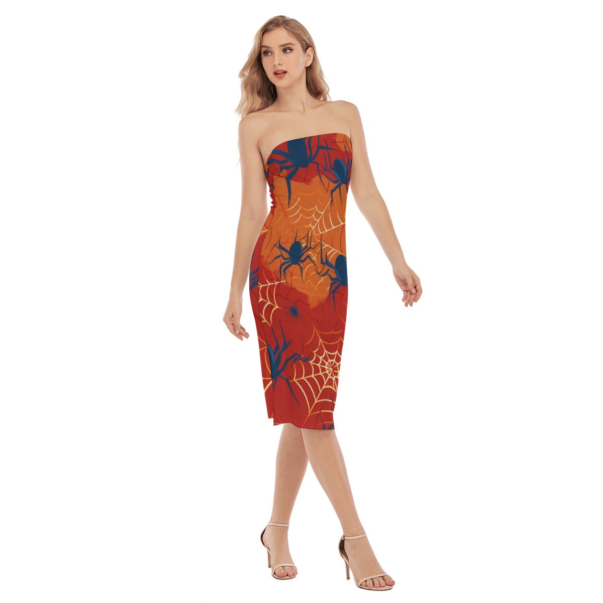 All-Over Print Women's Side Split Tube Top Dress