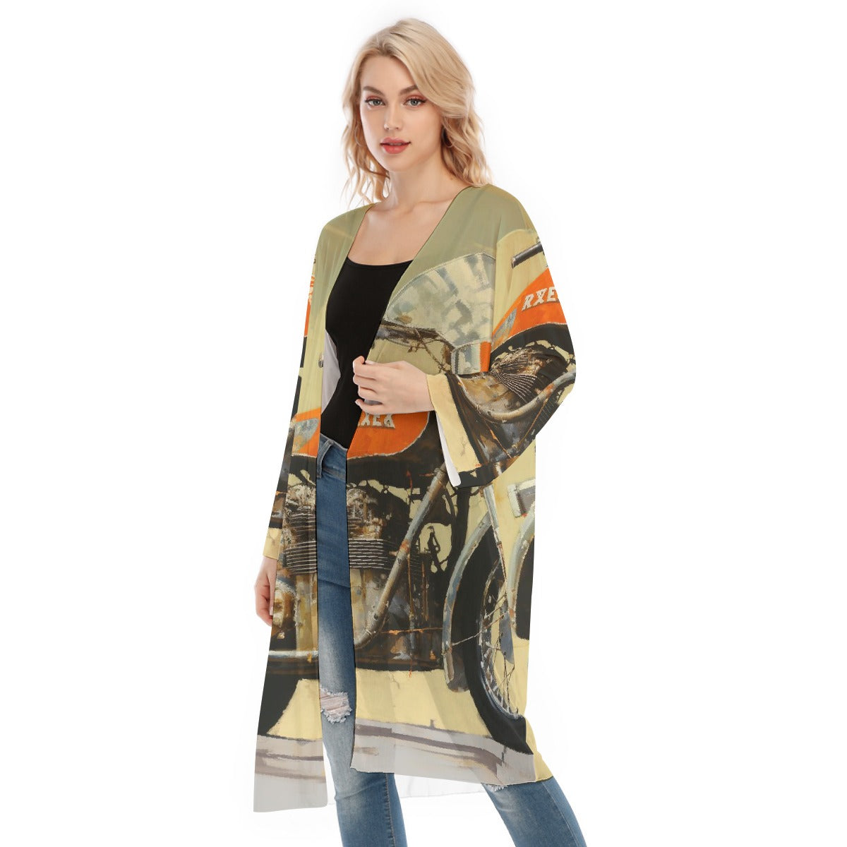 All- Over Print Women's Long Sleeve Mesh Cardigan