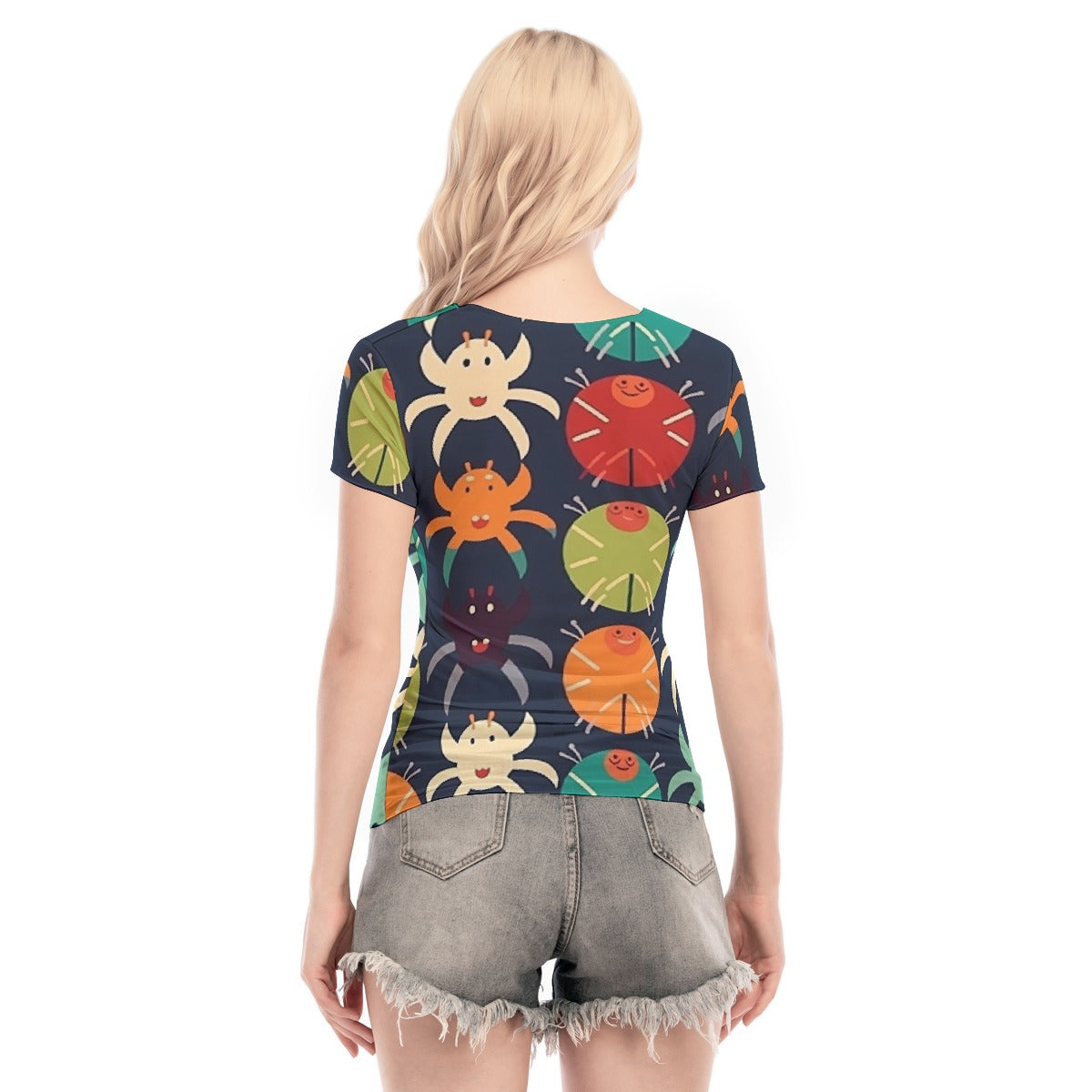 All-Over Print Women's Short Sleeve Mesh Blouse