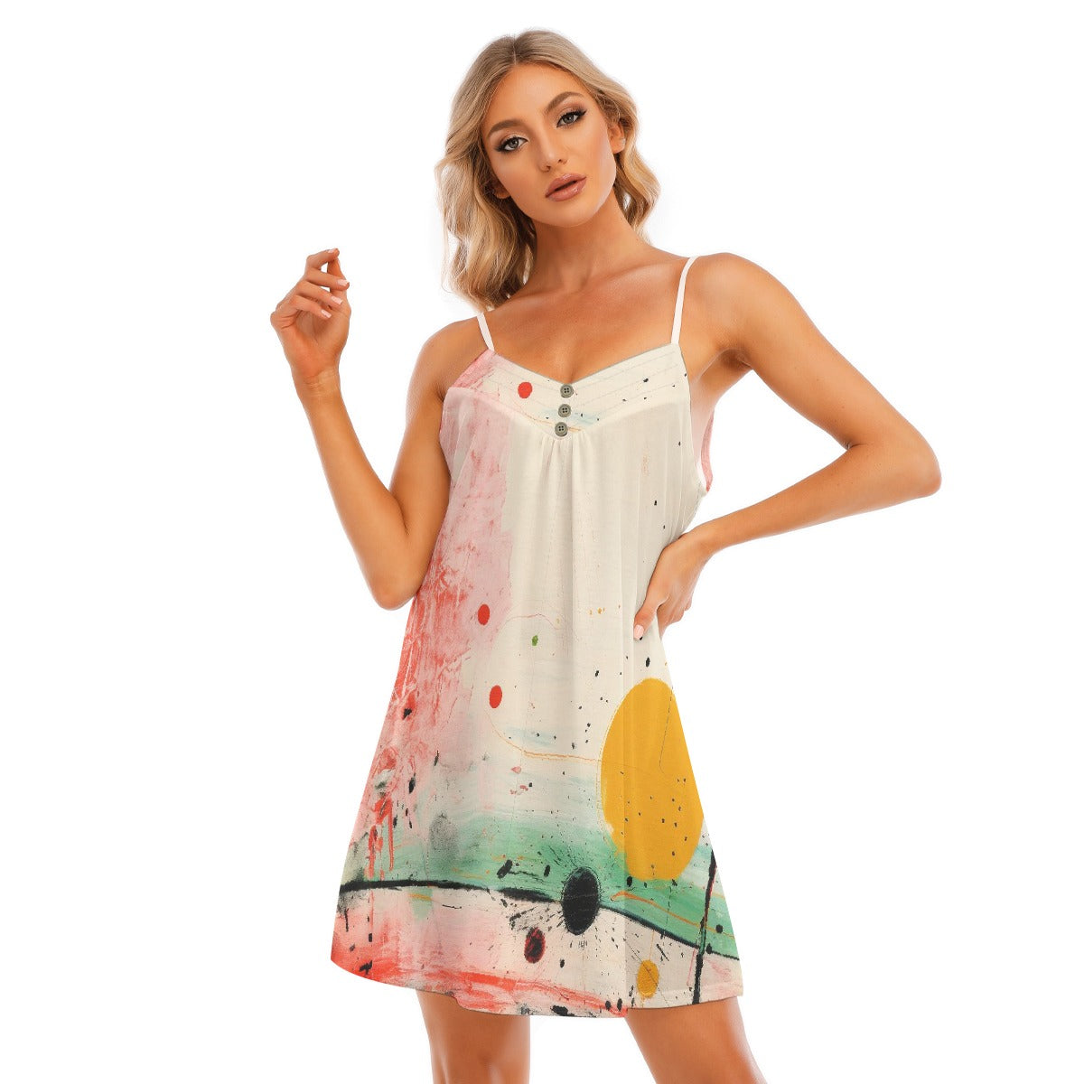 All-Over Print Women's V-neck Cami Dress