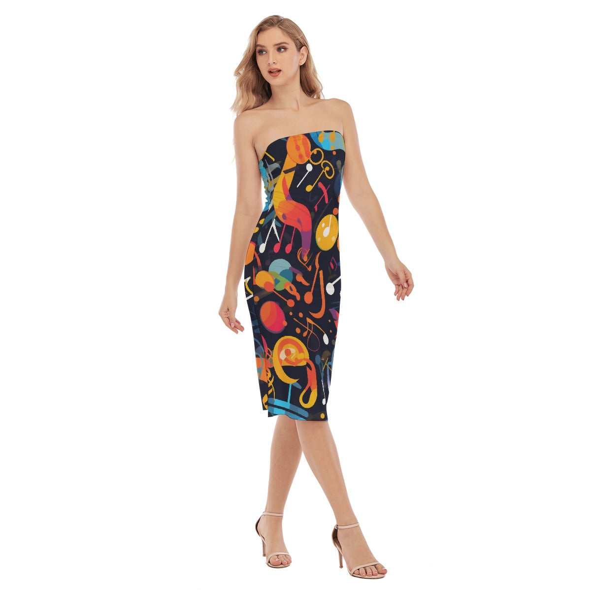 All-Over Print Women's Side Split Tube Top Dress