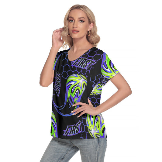 All-Over Print Women's Loose V-neck Short Sleeve T-shirt