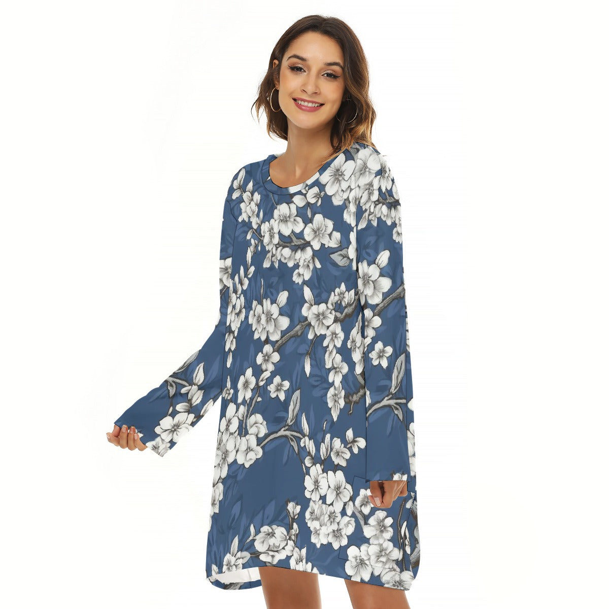 All-Over Print  Women's Loose Crew Neck Dress