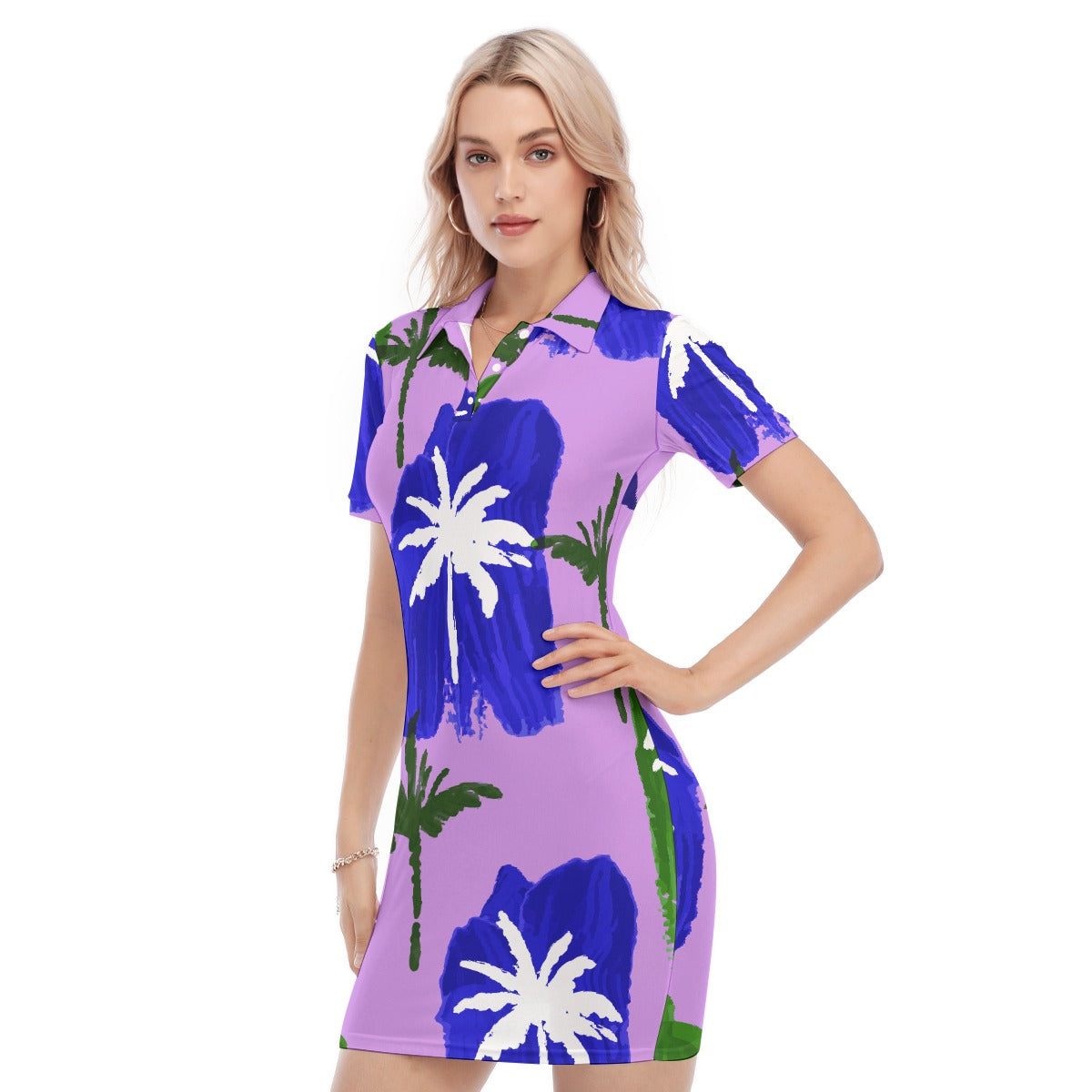 All-Over Print Women's Polo Collar Dress