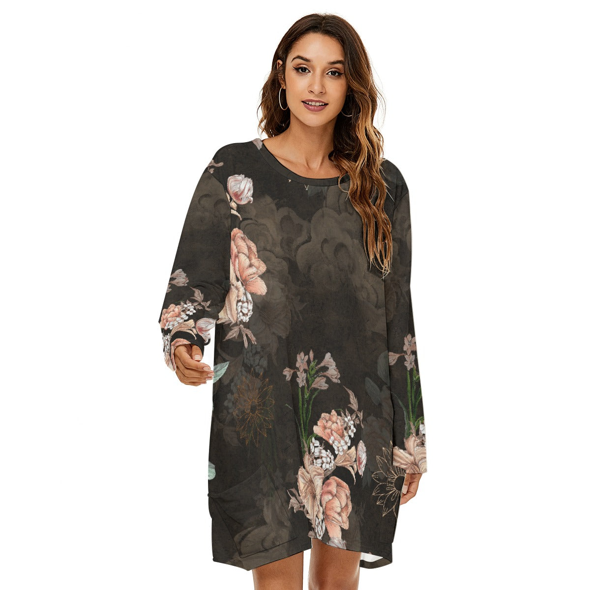 All-Over Print  Women's Loose Crew Neck Dress