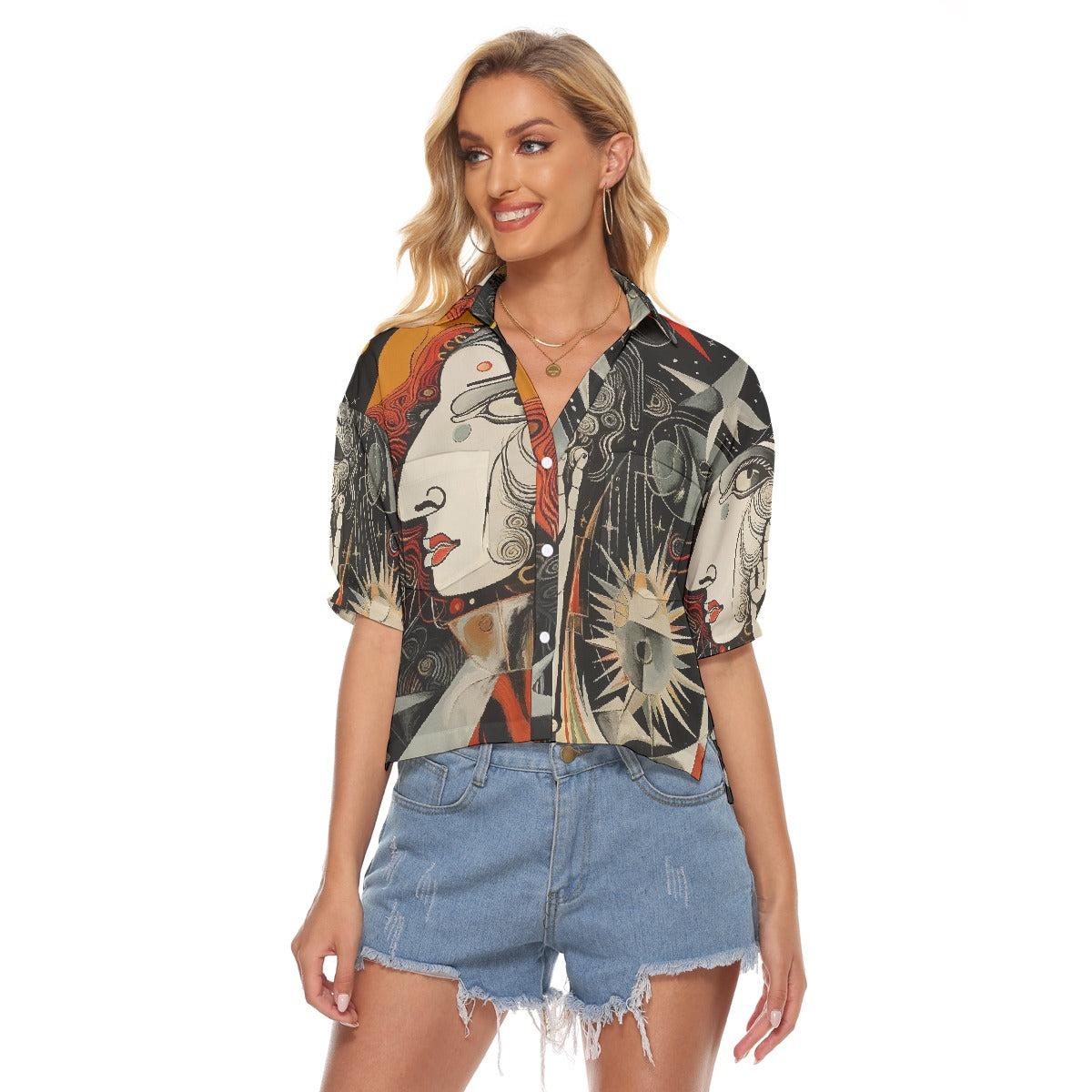 All-Over Print Women's V-neck Shirts